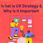 A visual representation of a UX Strategy concept with icons and text